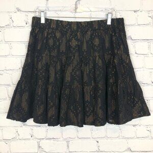 Roller Rabbit Ashton Lurex Skirt Size M Black Shimmer Tiered